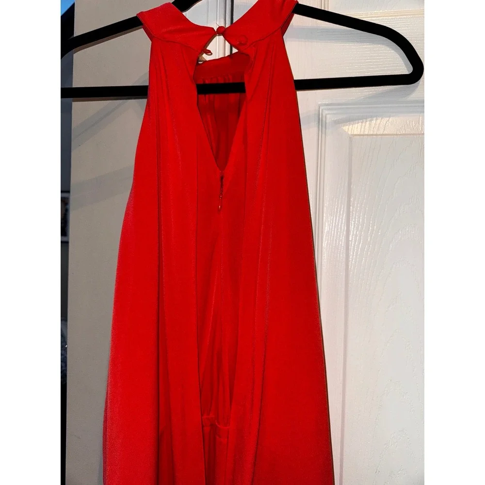 Chico's Red Halter Neck Overlay‎ Jumpsuit Wide Leg Size 1 NWT - Picture 11 of 11